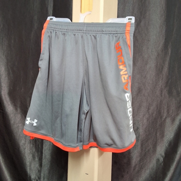 Under Armour Gray and Orange Athletic Performance Shorts - Picture 1 of 12